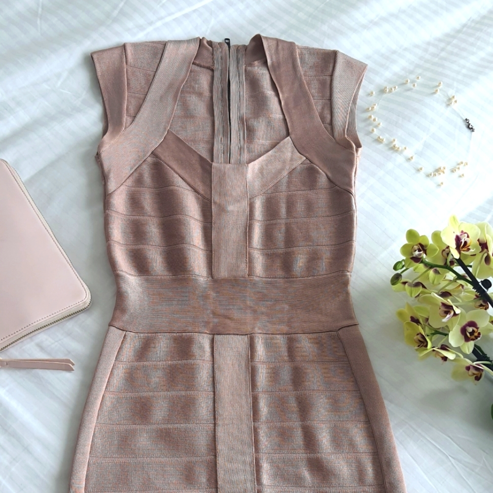 Light pink body con mini dress
